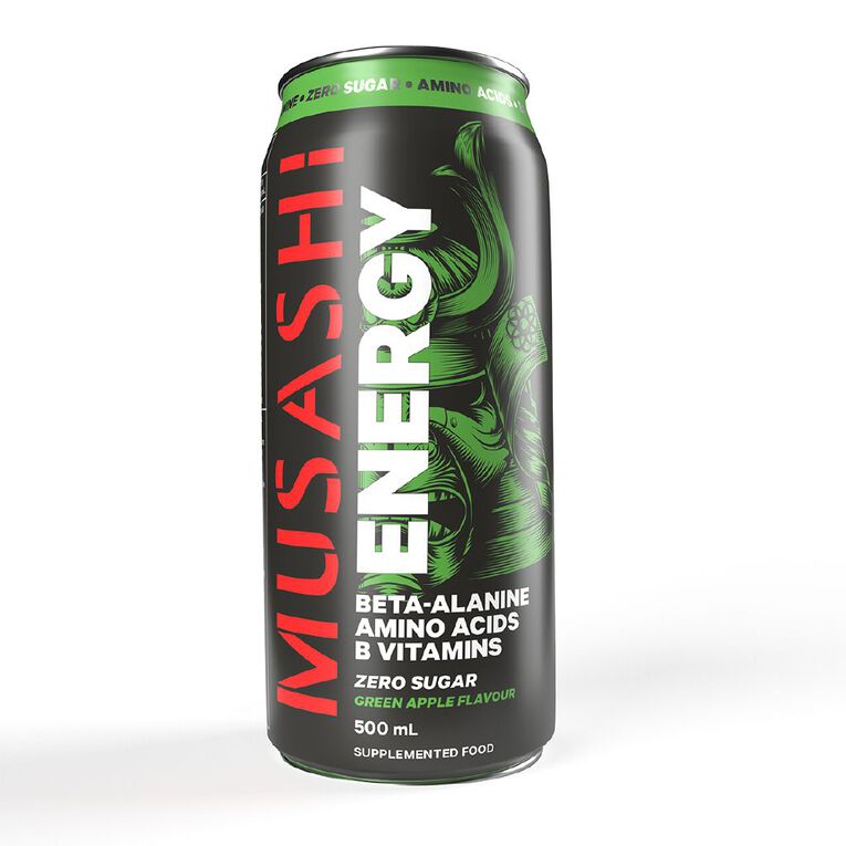 Musashi Energy Drink Green Apple 500ml, , hi-res