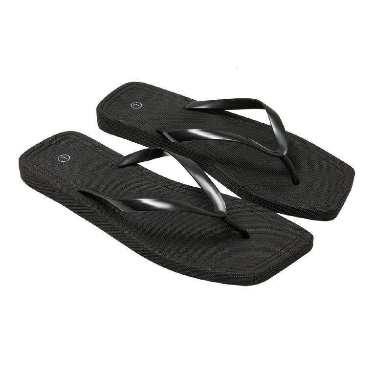 H&H Women's Square Toe Jandals, Black, hi-res