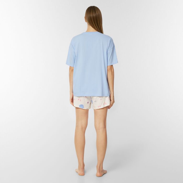 H&H Women's Tee and Short Pyjama Set, Blue Light, hi-res