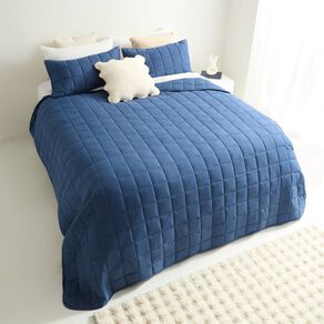 Living & Co Microfibre 3 Piece Comforter Set Navy Queen