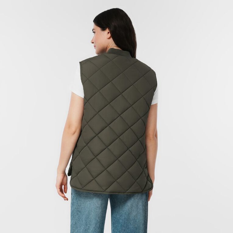 H&H Women's Quilt Vest, Green Dark, hi-res