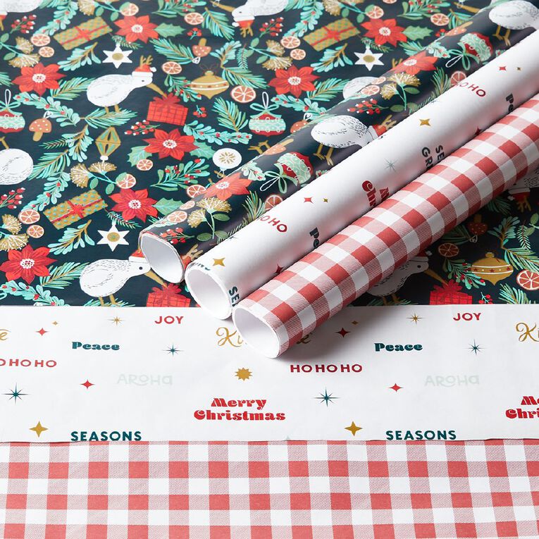 Wonderland Fun Festive Christmas Gift Wrap 70cm x 3m Assorted 3 Pack, , hi-res