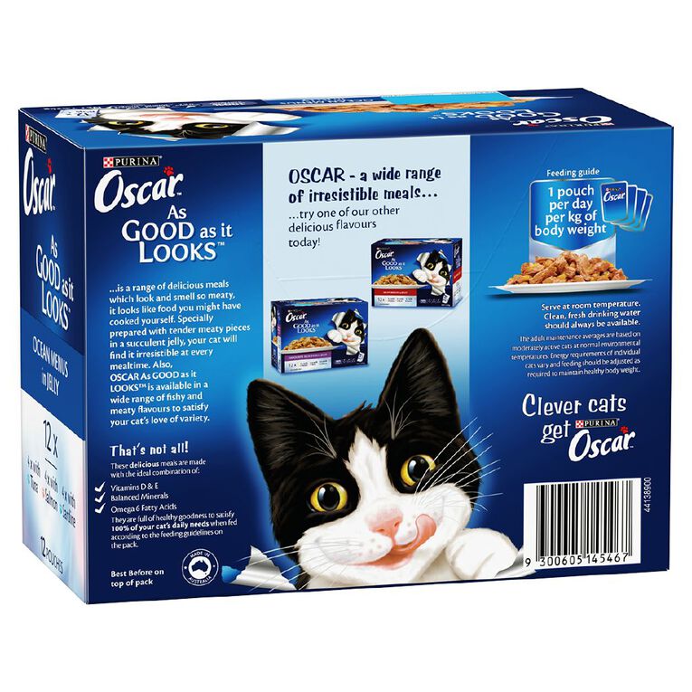 Oscar Adult Ocean Menus Jelly Wet Cat Food Pouch 12 x 85g, , hi-res
