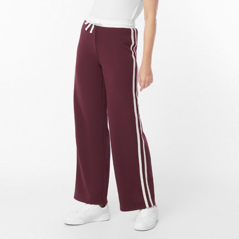 H&H Women's Wide Leg Multi Stripe Trackpants, Red Dark, hi-res