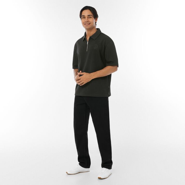 Garage Men's Quarter Zip Polo, Black, hi-res