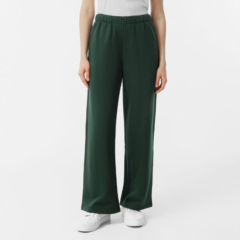 H&H Women's Wide Leg Track Pants, Green Dark, hi-res