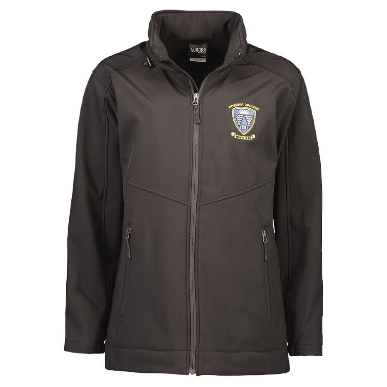Schooltex Porirua College Softshell Jacket with Embroidery, Black, hi-res