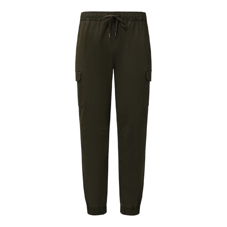 H&H Men's Elastic Waist Cargo Joggers, Green Dark, hi-res