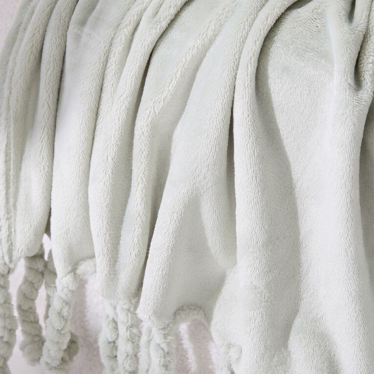 Living & Co Throw Plush Green Light 127cm x 152cm, , hi-res