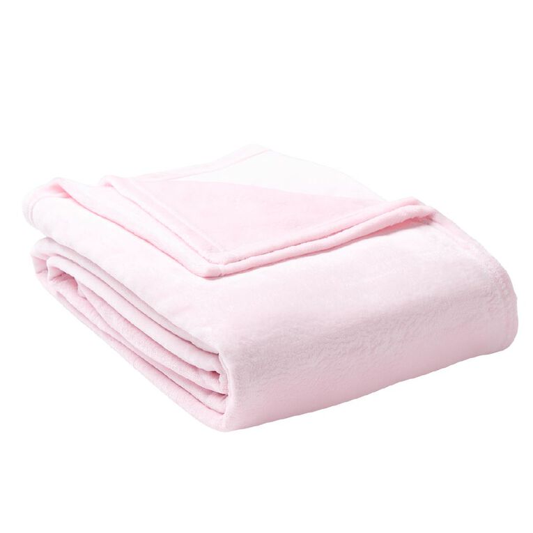 Living & Co Ultra Soft Plush Blanket Pink Queen, , hi-res