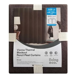 Living & Co Vienna Curtains Brown Mid 230-330cm Wide/220cm Drop