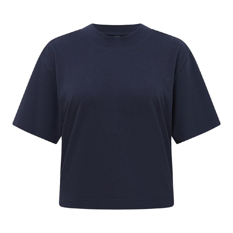 H&H Women's Short Sleeve Smart Tee, Navy, hi-res