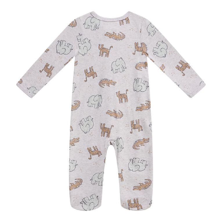 Young Original Babies' Zip-Thru Footed All-in-One, Grey Light, hi-res