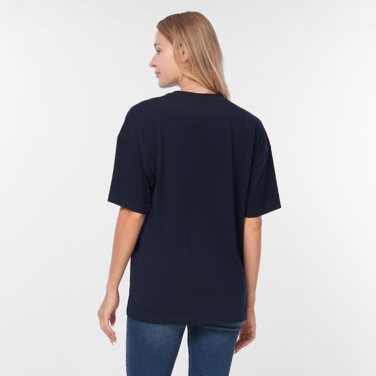 H&H Women's Oversized Boyfriend Graphic Tee, Navy, hi-res