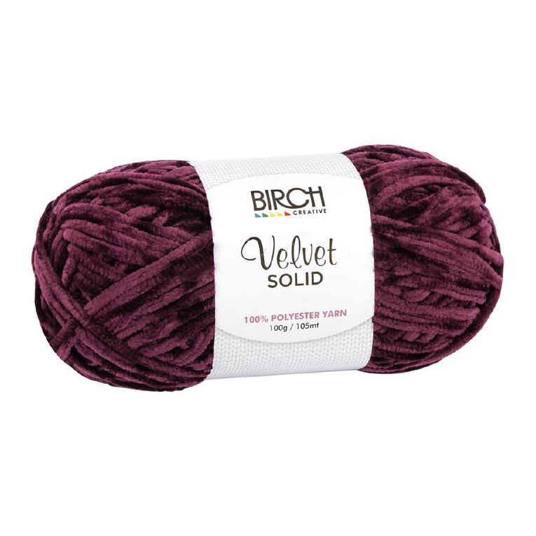 Birch Velvet Yarn 100% Polyester 100G Wine, , hi-res