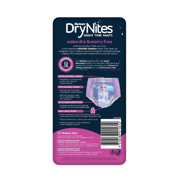 Huggies Drynites Pants Convenience Girls' 4-7 Year 17-30kg, , hi-res