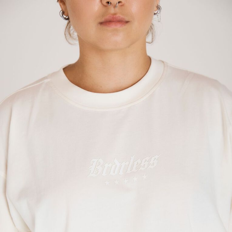 BRDRLESS Long Sleeve Boyfriend Graphic Tee, White, hi-res