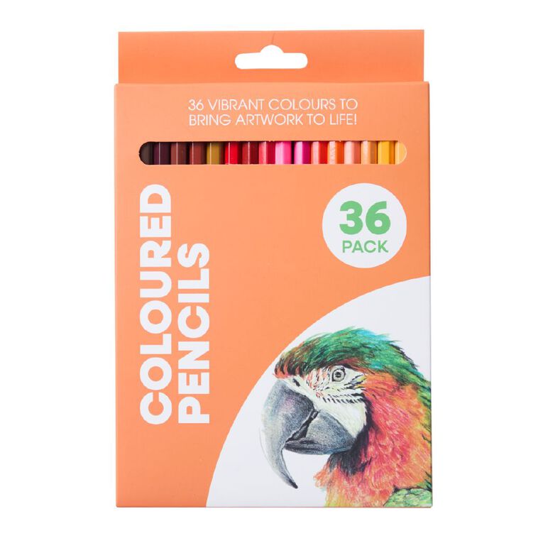 Jasart Coloured Pencils Multi-Coloured 36 Pack, , hi-res
