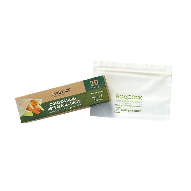 Ecopack Compostable Resealable Snack Bags 20 pack, , hi-res