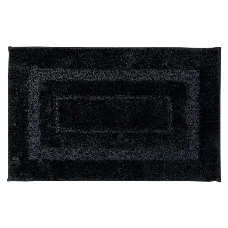 Living & Co Bath Mat Vienna Tufted Microfibre Black 50cm x 80cm, , hi-res
