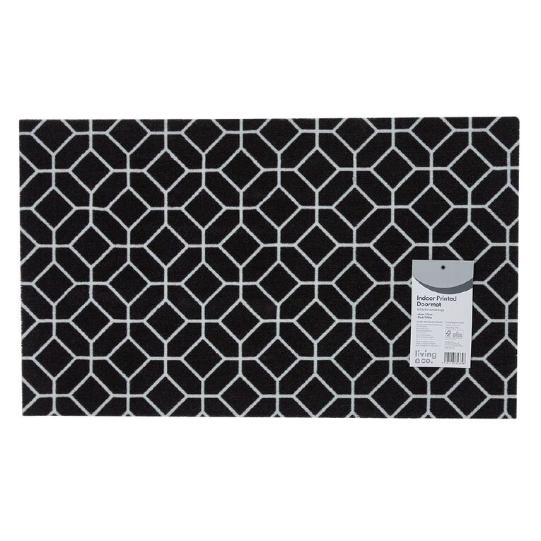 Living & Co Doormat Print Black/White 45cm x 75cm, , hi-res