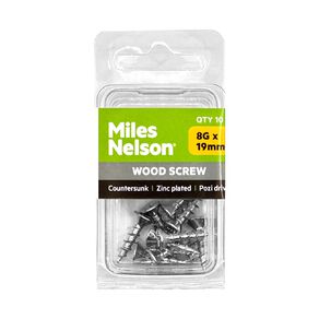 Miles Nelson Zinc Pozi Drive Pan Head Self Tapping Screw 8g x 19mm 10 Pk