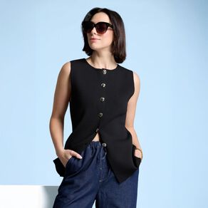 H&H Women's Sleeveless Button Through Vest