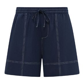 H&H Women's Linen Blend Contrast Stitch Shorts