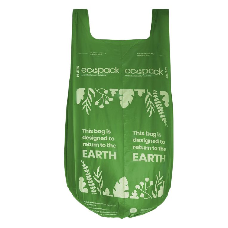 Ecopack Compostable Bin Liners 60L 5 pack, , hi-res