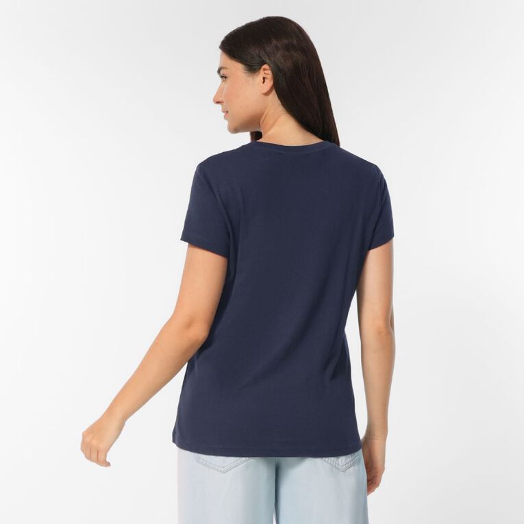 H&H Women's Short Sleeve V-Neck Tee, Navy, hi-res