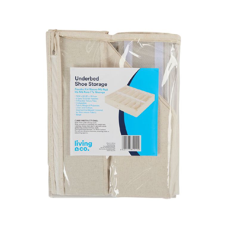 Living & Co Linen Blend Soft Underbed Shoe Box Cream, , hi-res