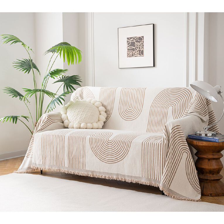 Living & Co Sofa Cover 2.5 Seater Wave Natural, , hi-res