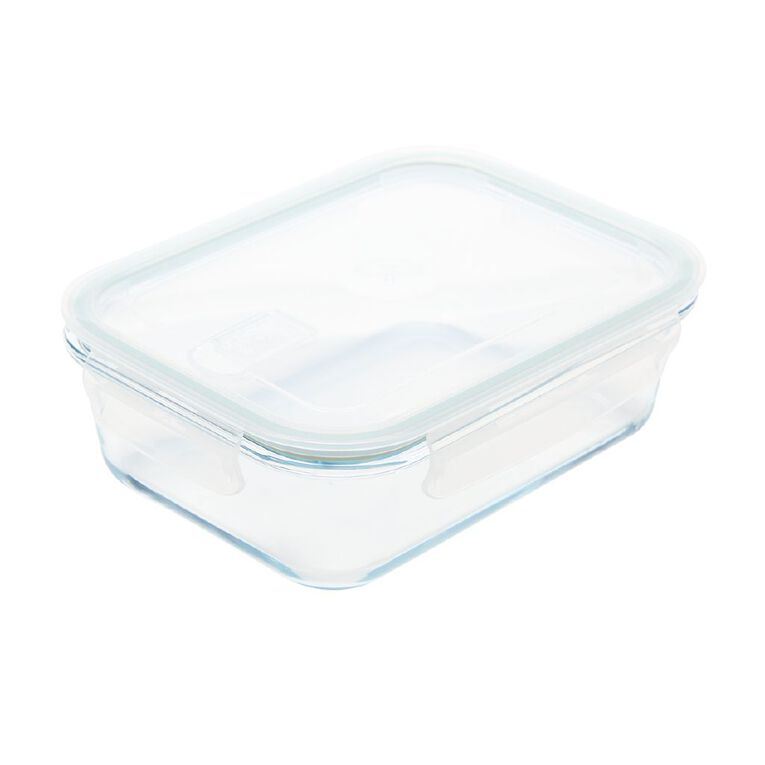 Living & Co Rectangle Glass Food Storage Container 1.4L, , hi-res