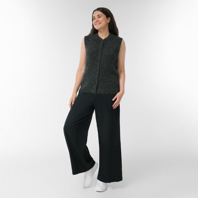 H&H Women's Sleeveless Boucle Knitted Vest, Charcoal/Marle, hi-res