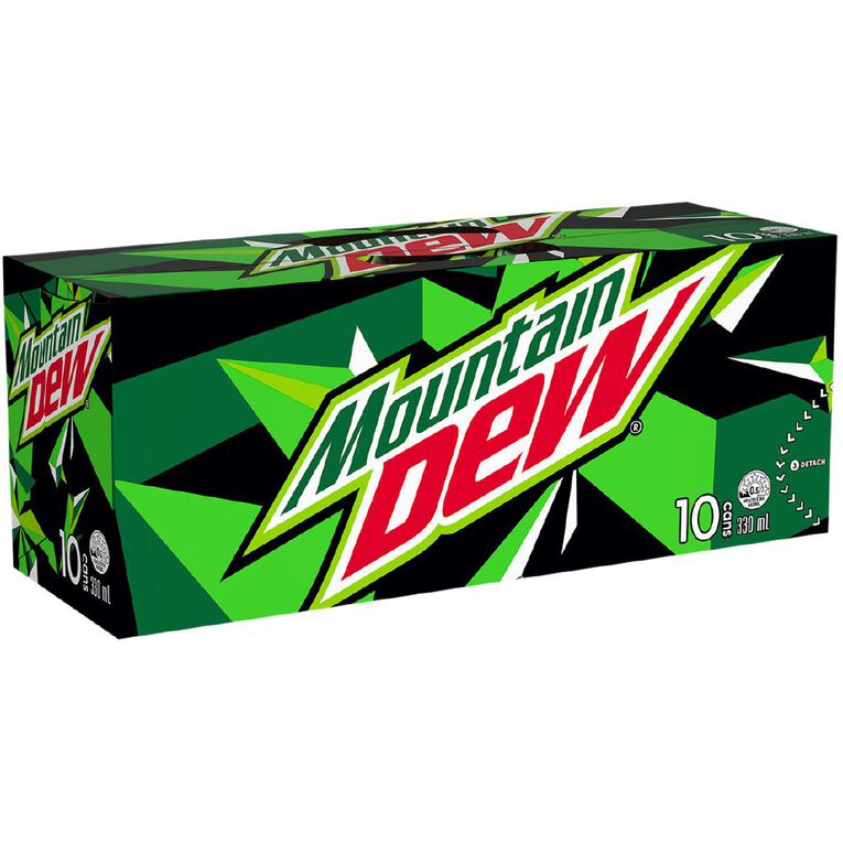 Mountain Dew Soft Drink 330ml Green 10 Pack, , hi-res