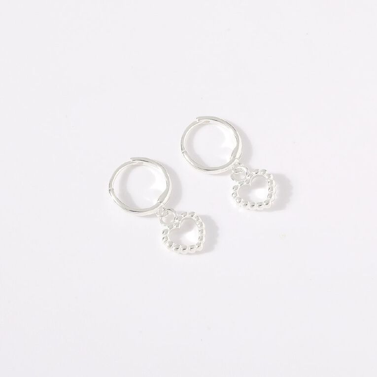 Sterling Silver Heart Droplet Endless Sleeper Earrings, , hi-res