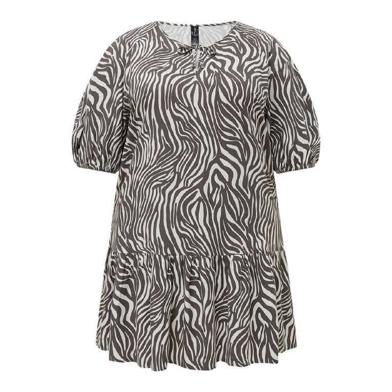 H&H Plus Women's Drop Waist Mini Dress Black/White