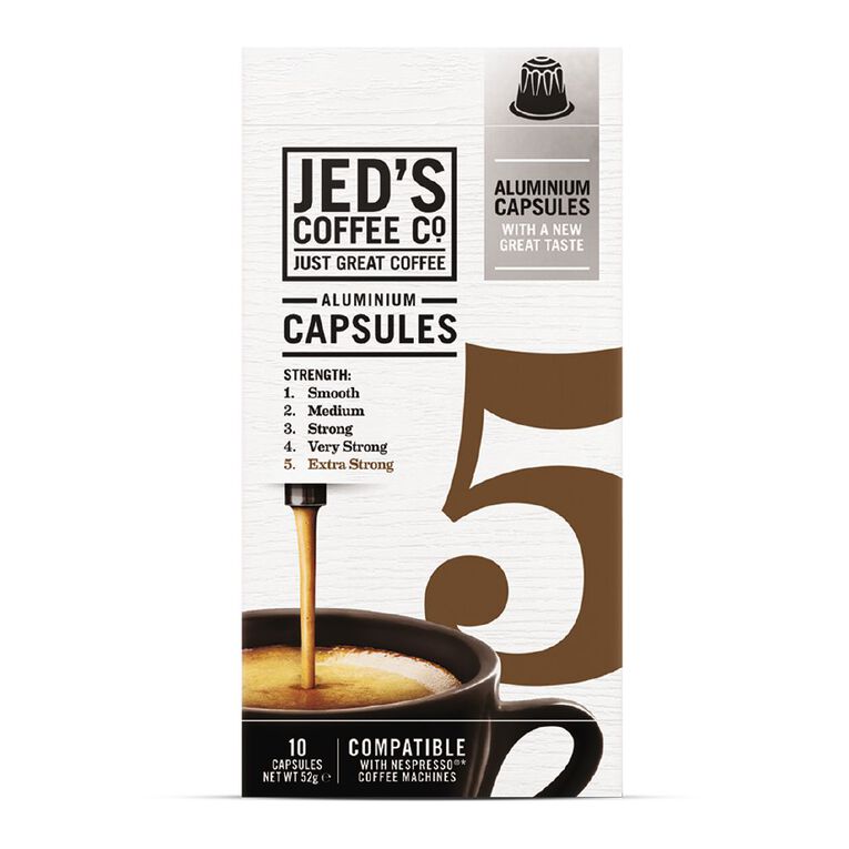 Jed's Aluminium #5 Extra Strong Coffee Capsules 10 Pack 52g