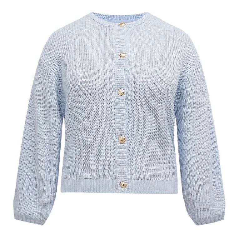 H&H Plus Women's Chunky Cardigan, Blue Light, hi-res