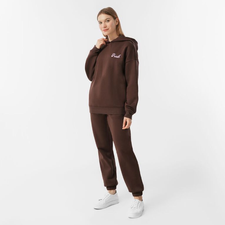 H&H Women's Fresh Fleece Long Sleeve Hoodie, Brown Dark, hi-res