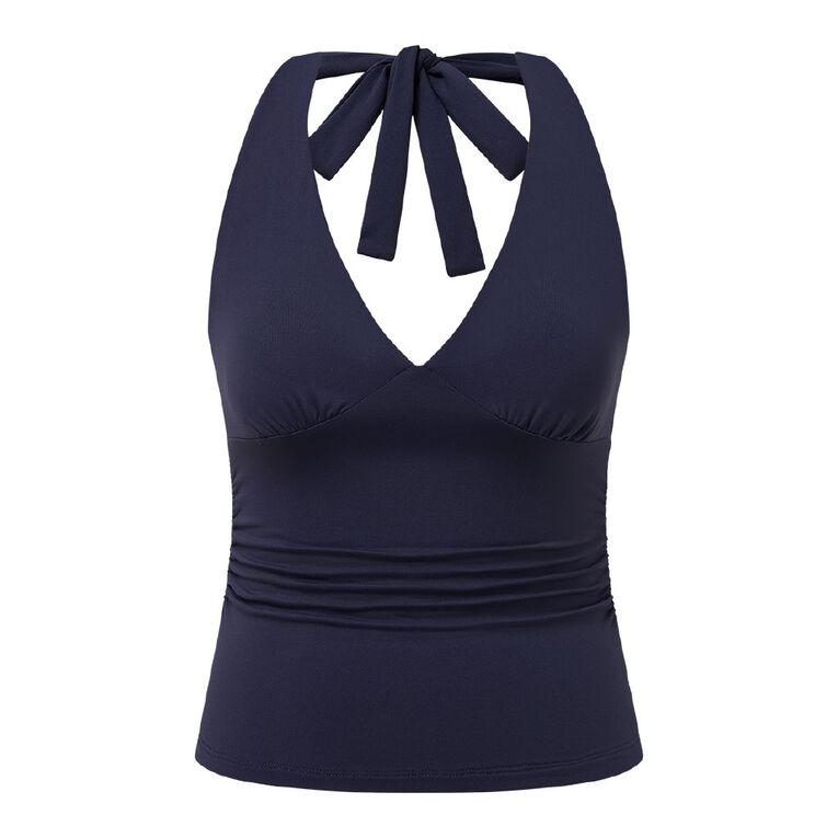 H&H Women's Contour Halter Neck Top, Blue Dark, hi-res