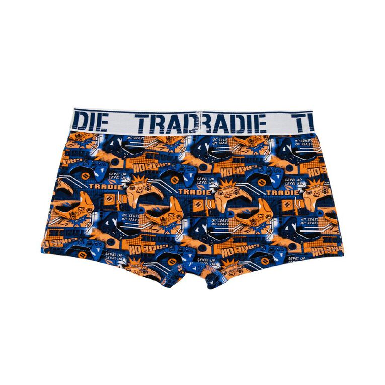 Tradie Boys' Trunks 3 Pack, Orange Dark, hi-res