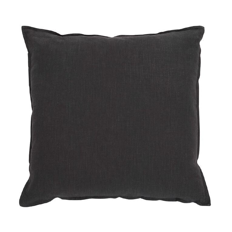 Living & Co Cushion Linen Rich Euro Charcoal 60cm x 60cm, , hi-res