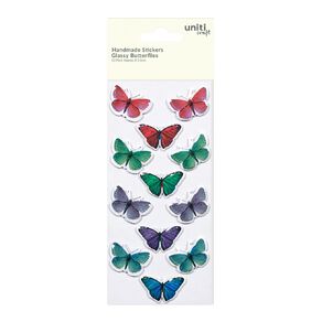 Uniti Handmade Sticker Glassy Butterfly Citrus Orchid 12 Piece