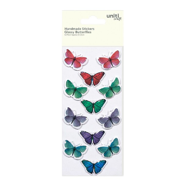 Uniti Handmade Sticker Glassy Butterfly Citrus Orchid 12 Piece, , hi-res