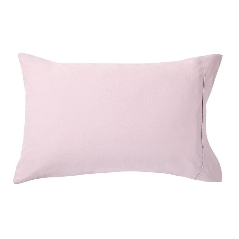 Living & Co 100% Washed Cotton 2 Pack Pillowcase Lilac 48cm x 73cm, Lilac, hi-res