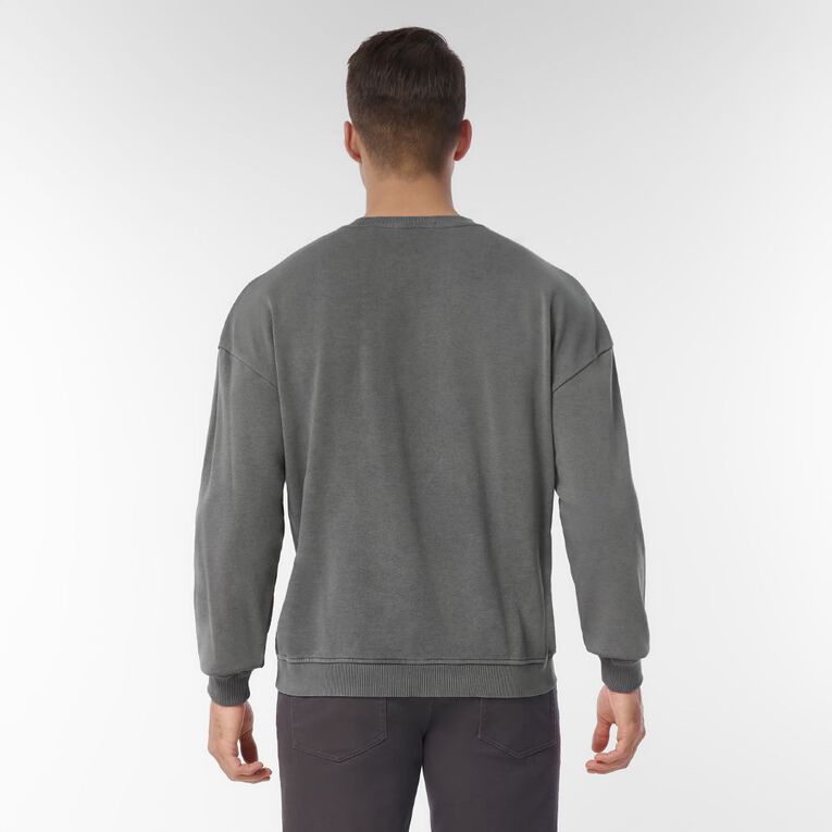 Garage Men's Terry Fleece Crewneck, Grey Mid, hi-res