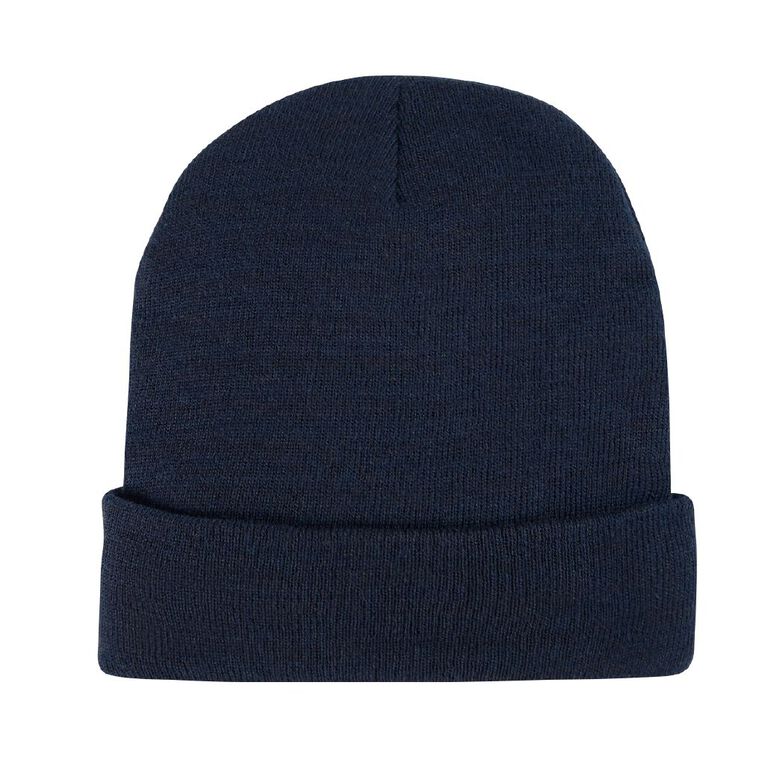 H&H Adults' Turn Up Beanie, Blue Dark, hi-res