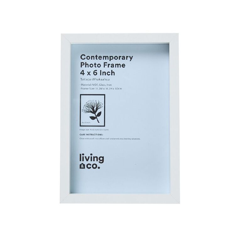 Living & Co Contemporary Photo Frame White 4in x 6in, , hi-res