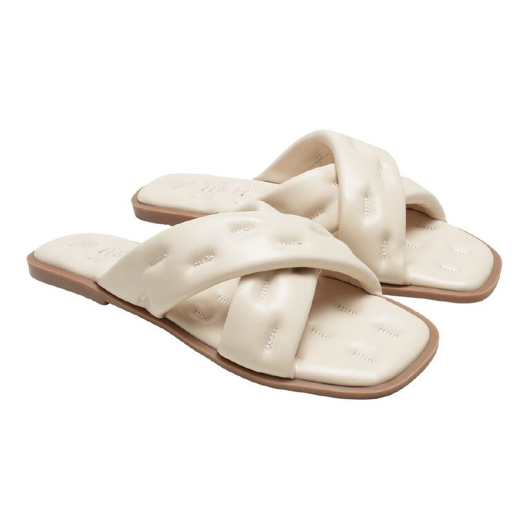 H&H Women's Allison Slides, Cream, hi-res